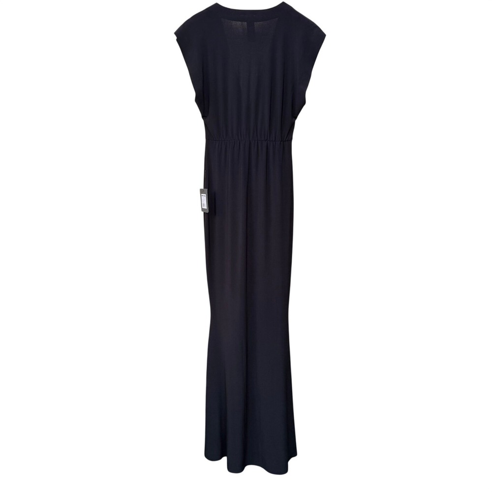 Norma Kamali V Neck Rectangle Gown Womens M Black Maxi Dress Formal Evening Wear - Picture 2 of 13